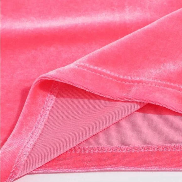 Glamorous Y2K Bright Neon Pink Velvet Cami CropTop - Picture 2 of 5